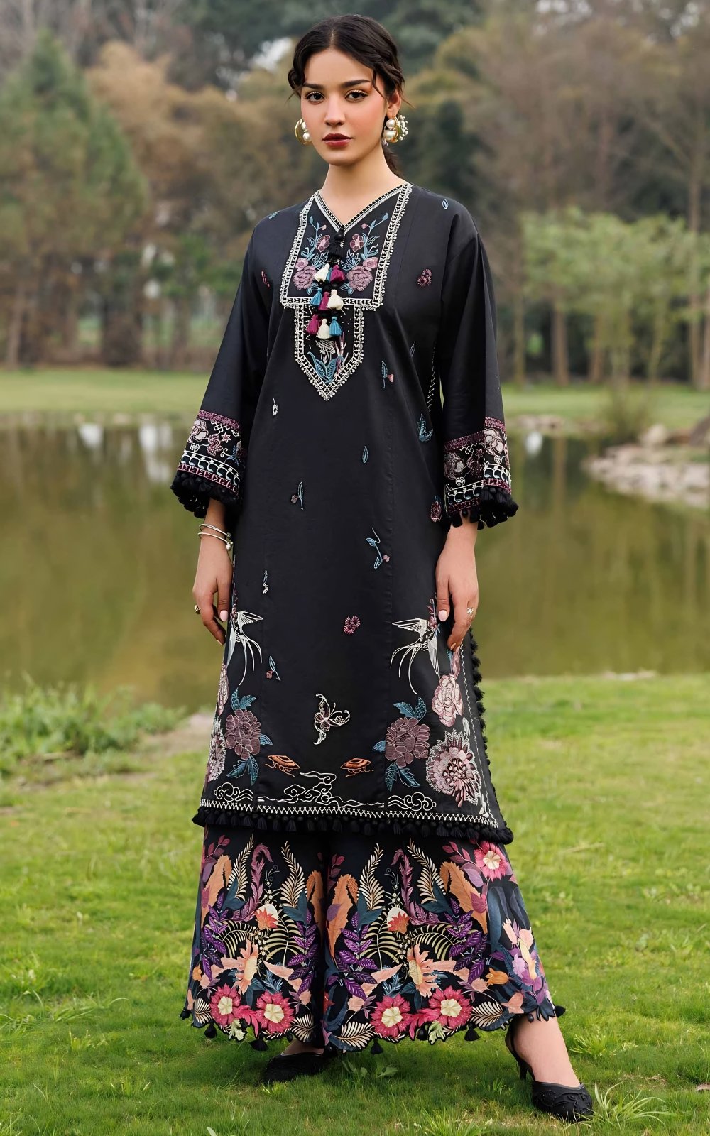 2 Piece - Digital Printed Embroidered Suit