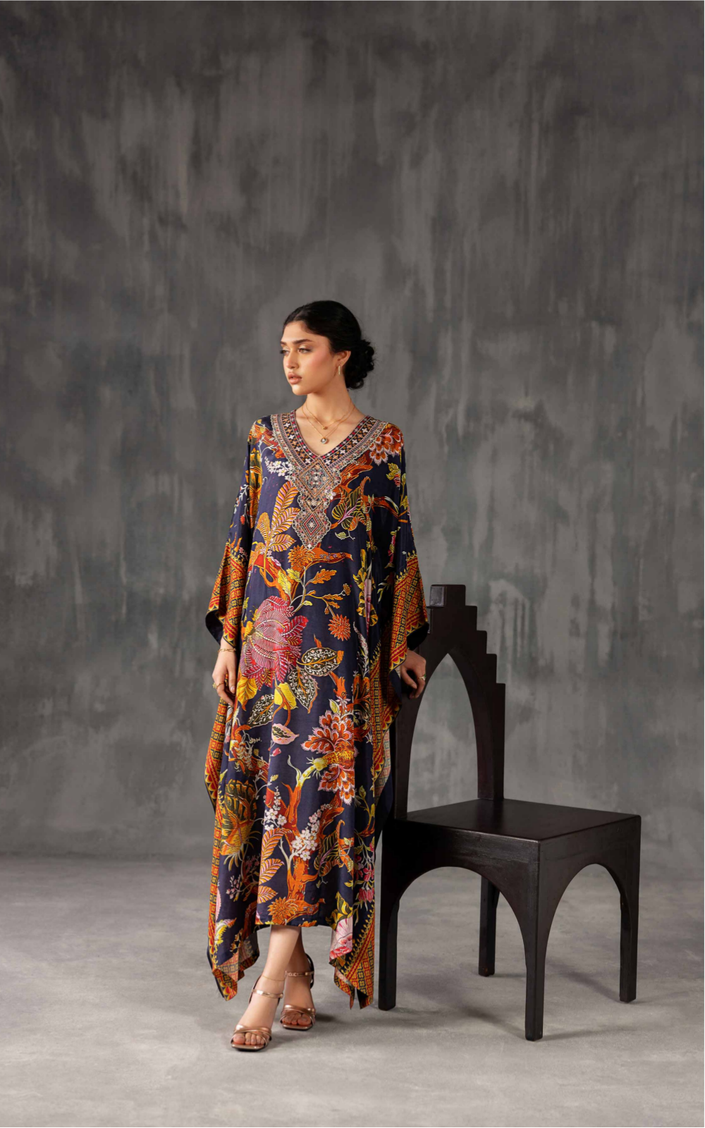 Printed Embroidered Kaftan