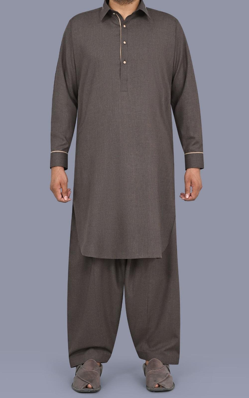 Chocolate Plain Smart Fit Kameez Shalwar
