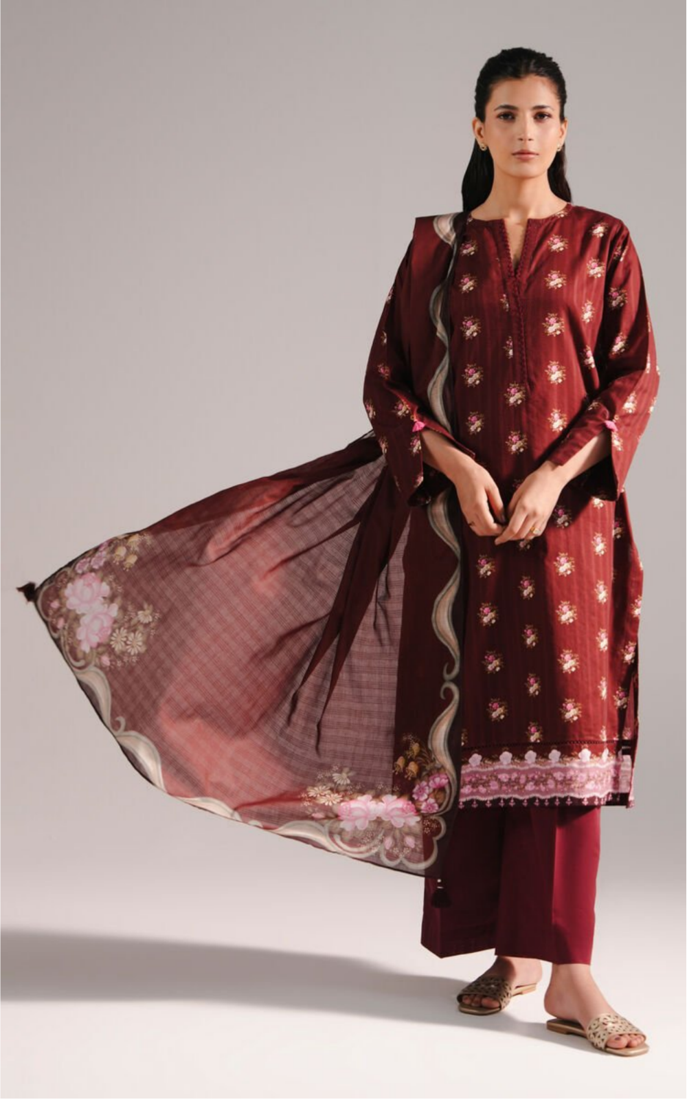 3 Piece - Printed Leno Kara Suit