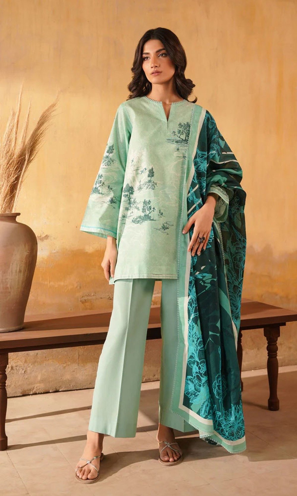 Celadon Bloom Sahar Unstitched