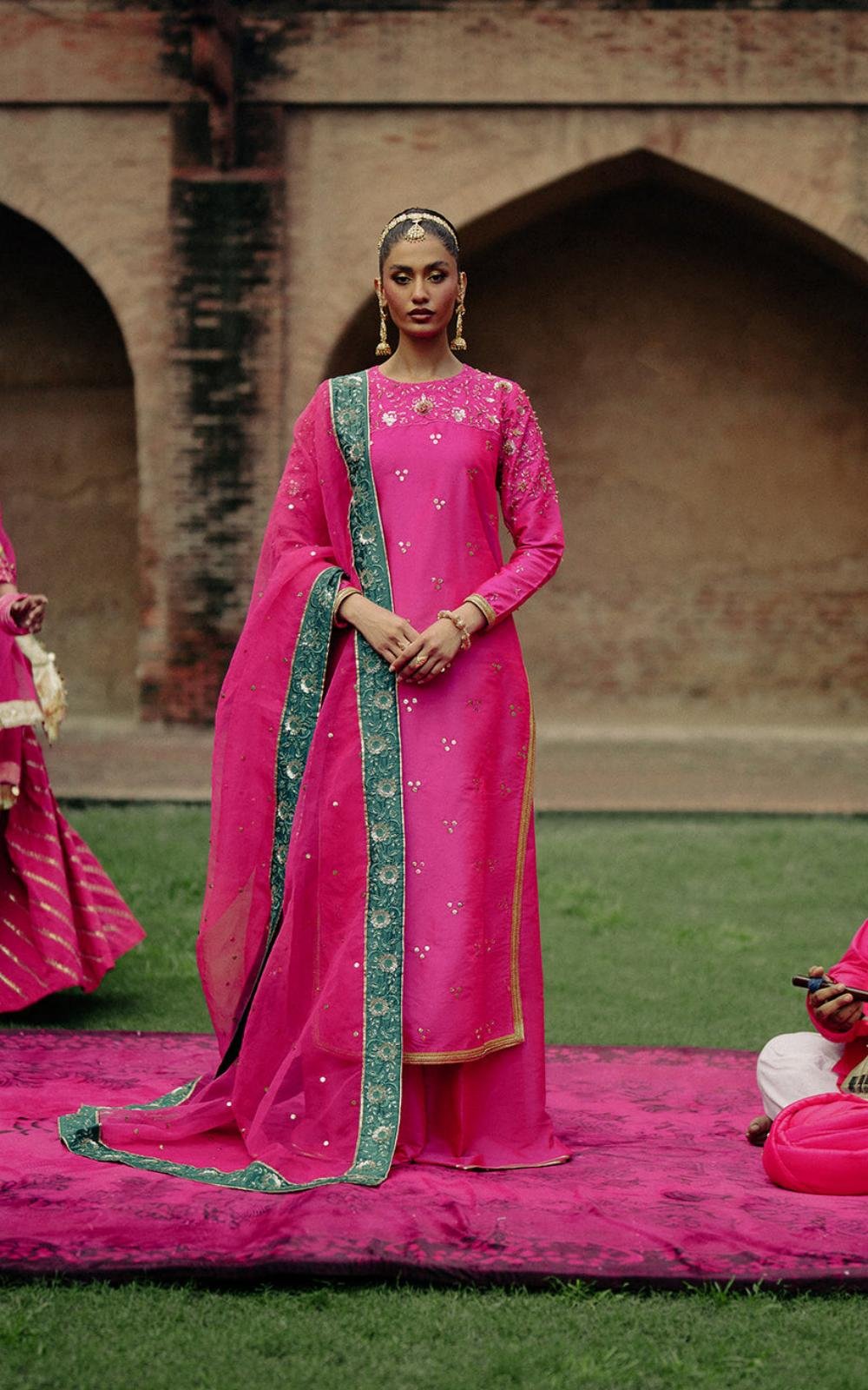Hot Pink Raw Silk & Organza (3-Piece)