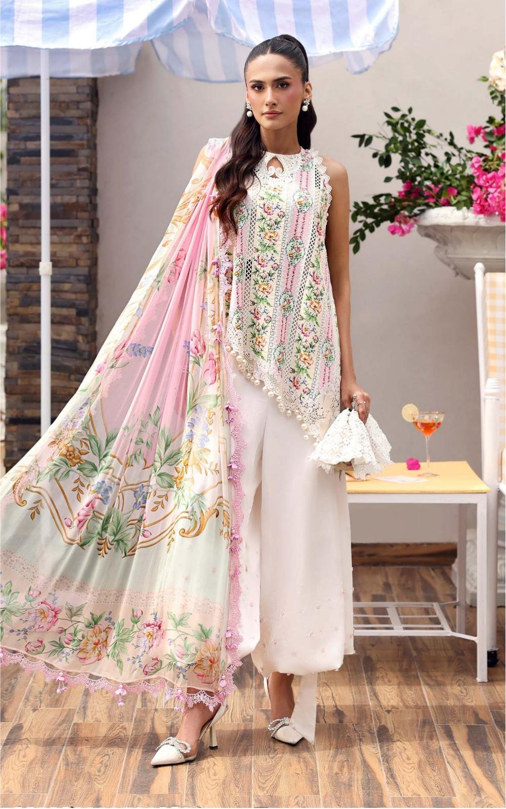 3 Piece Unstitched Embroidered Lawn Suit