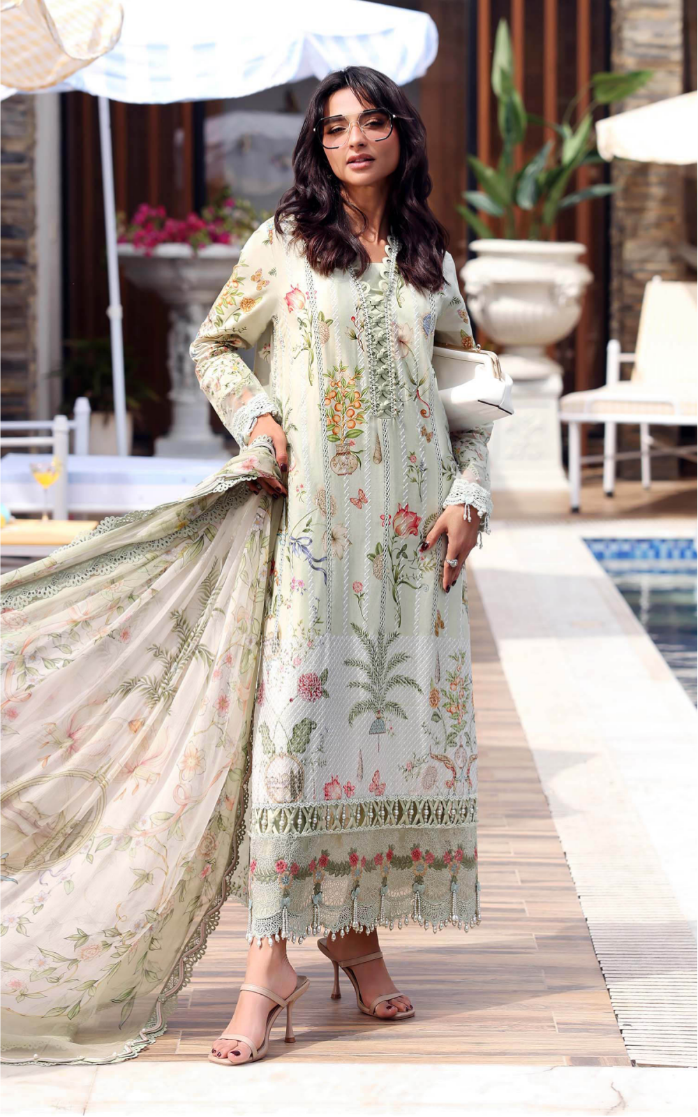 3 Piece Unstitched Embroidered Lawn Suit