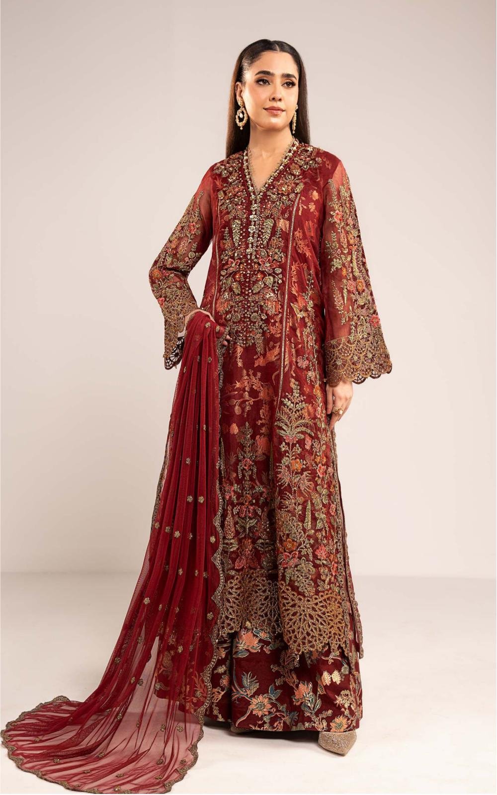3 Piece Embroidered Organza Suit